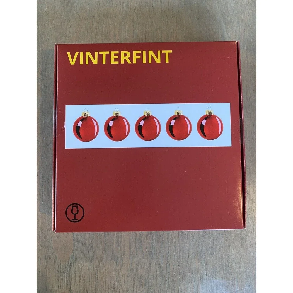 Ikea Vinterfint Ornaments Red Glass Set of 25 1 ½